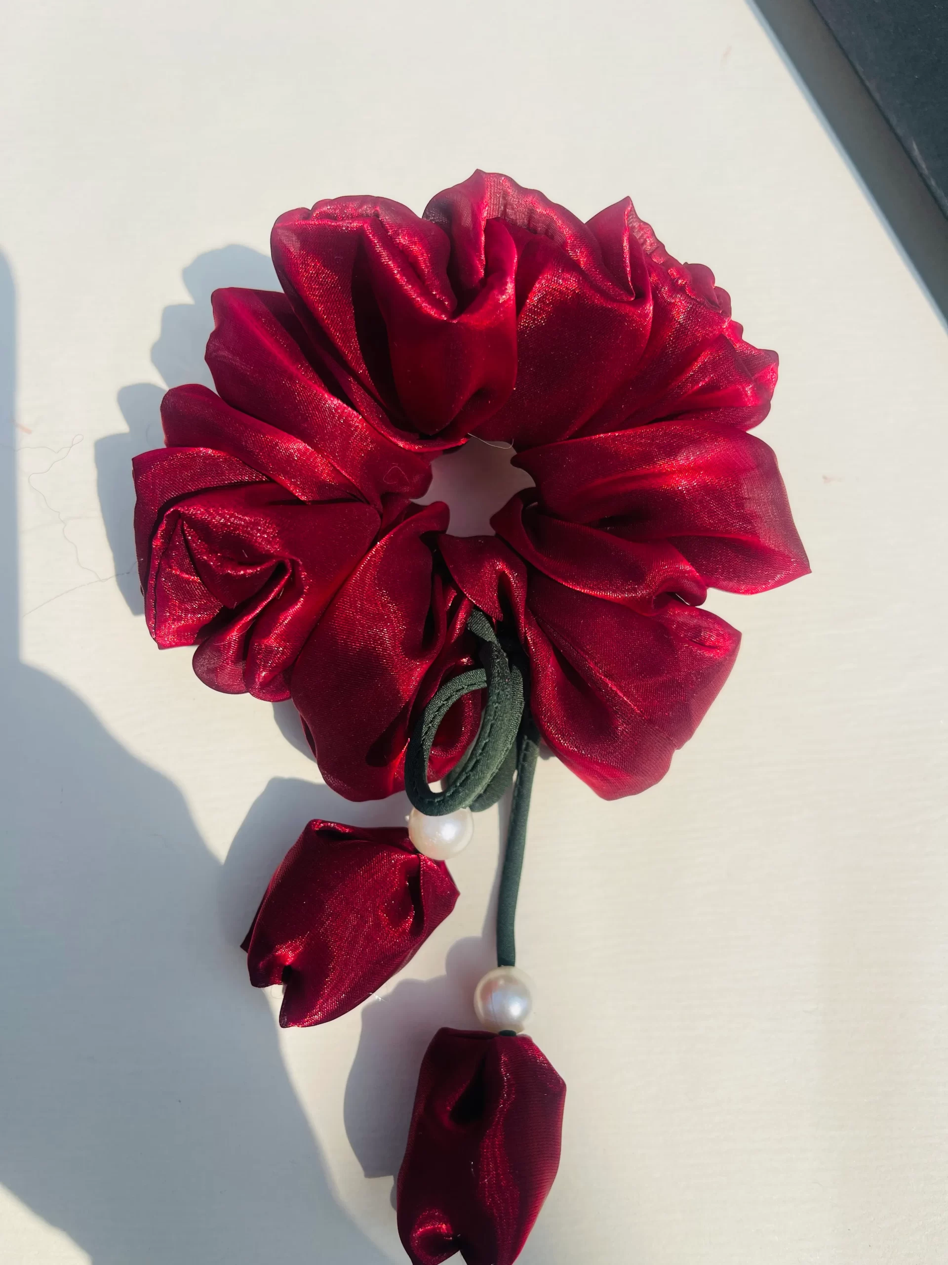 Rose Scrunchie- Maroon